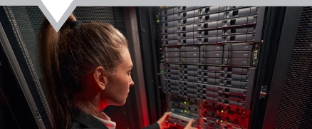 engineer working with network equipment